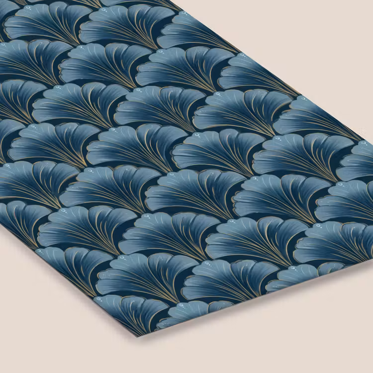 Patroon - Ginkgoblad - Blauw fotolijst zwart zonder passe partout klein 224 -zsfeer6