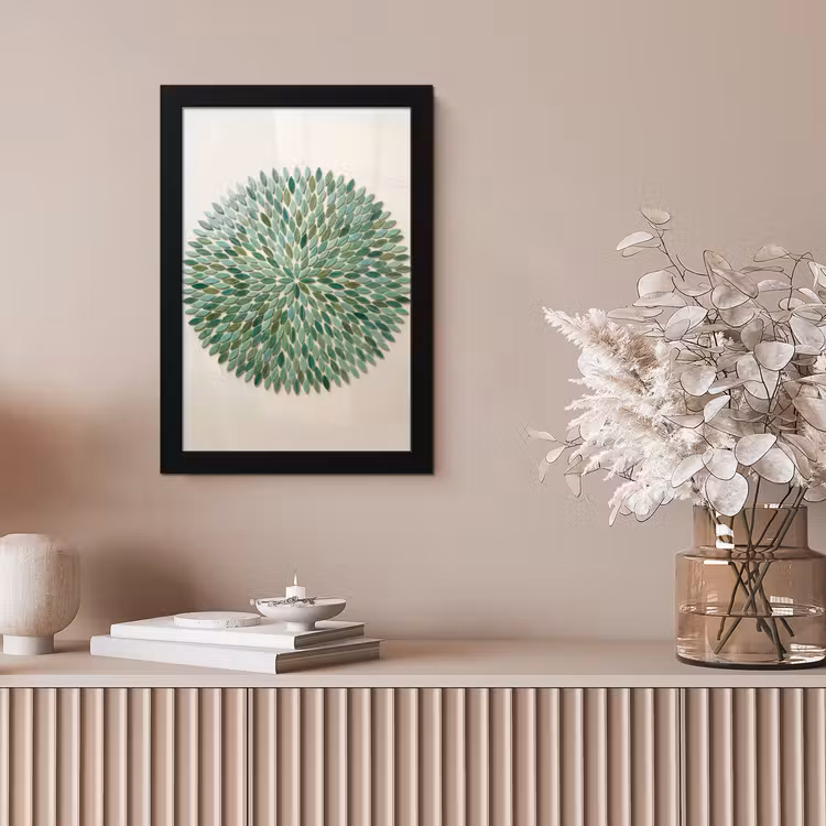 Patroon - Blad - Groen - Abstract fotolijst zwart zonder passe partout klein -sfeer5
