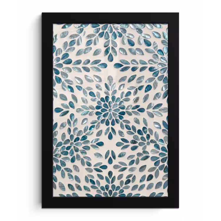 Patroon - Bladeren - Abstract - Modern - Turquoise fotolijst zwart zonder passe partout klein -3d