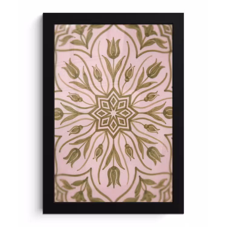 Patroon - Mandala - Decoratie - Abstract - Groen fotolijst zwart zonder passe partout klein -3d