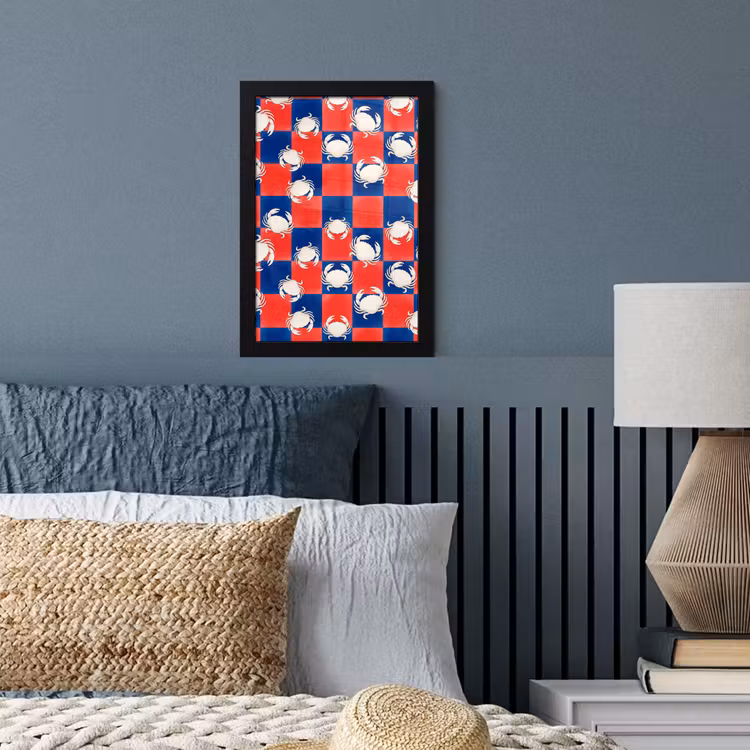 Patroon - Zeeleven - Rood - Blauw - Abstract fotolijst zwart zonder passe partout klein -sfeer3