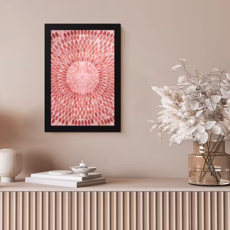 Patroon - Mozaïek - Ovaal - Abstract - Roze fotolijst zwart zonder passe partout klein -sfeer5