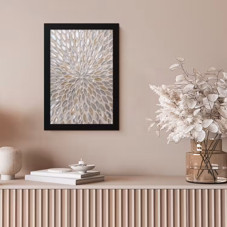 Patroon - Ovaal - Glanzend - Abstract - Beige fotolijst zwart zonder passe partout klein -sfeer5