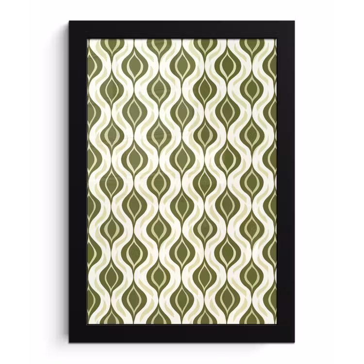 Patroon - Retro - Groen fotolijst zwart zonder passe partout klein 224 -3d