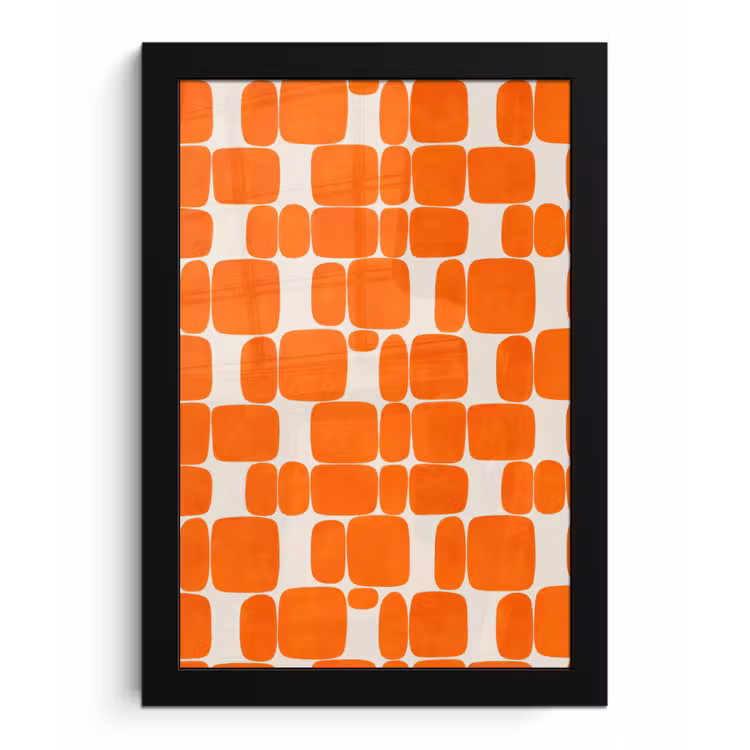 Patroon - Retro - Oranje fotolijst zwart zonder passe partout klein 224 -3d
