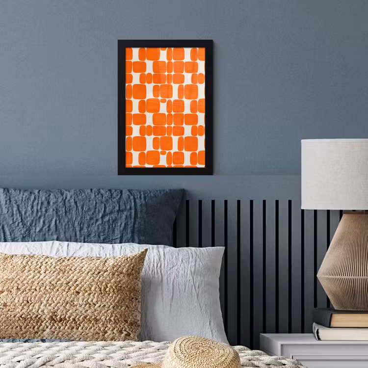 Patroon - Retro - Oranje fotolijst zwart zonder passe partout klein 224 -sfeer3
