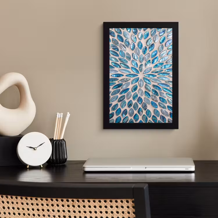 Patroon - Glans - Abstract - Blauw - Decoratie fotolijst zwart zonder passe partout klein -sfeer1