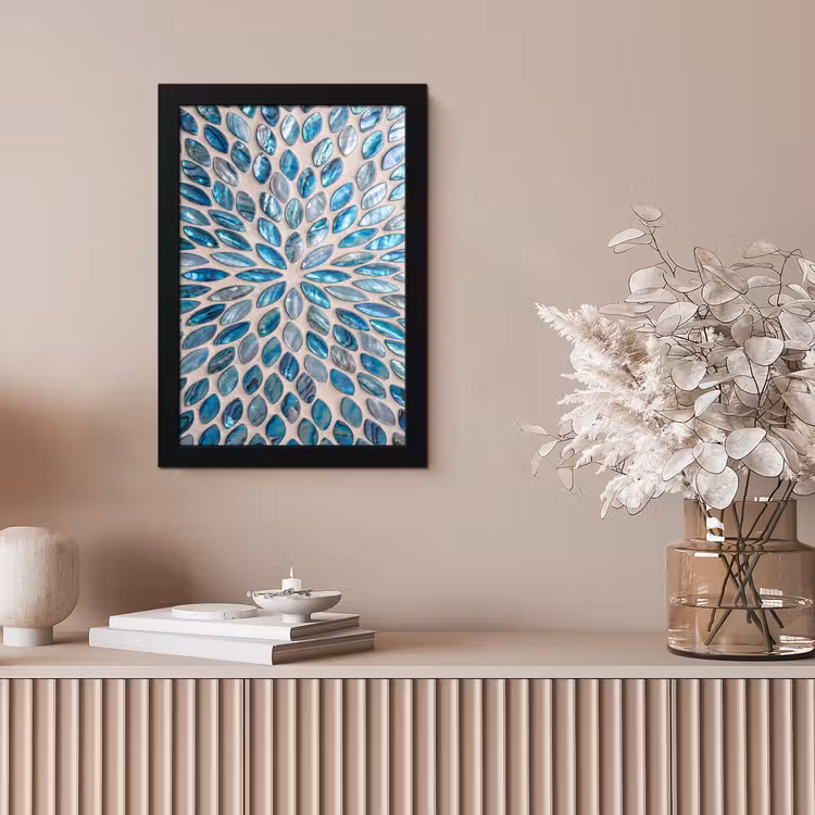 Patroon - Glans - Abstract - Blauw - Decoratie fotolijst zwart zonder passe partout klein -sfeer5