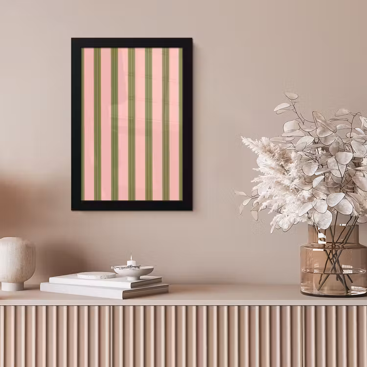 Patroon - Strepen - Abstract - Roze - Groen fotolijst zwart zonder passe partout klein -sfeer5