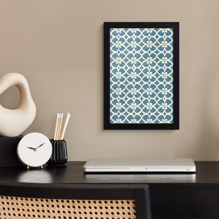Patroon - Symmetrisch - Blauw fotolijst zwart zonder passe partout klein 224 -sfeer1
