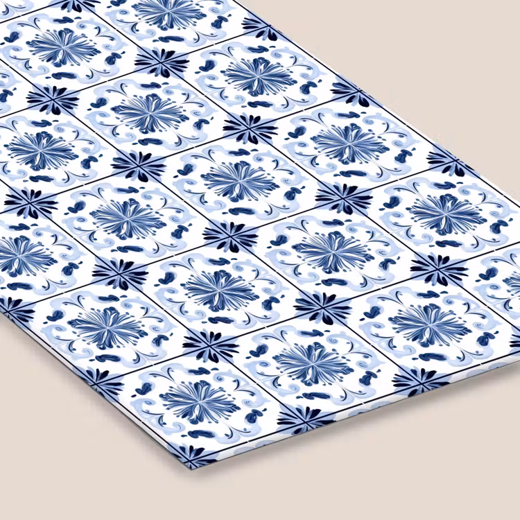Patroon - Tegel - Blauw fotolijst zwart zonder passe partout klein 224 -zsfeer6