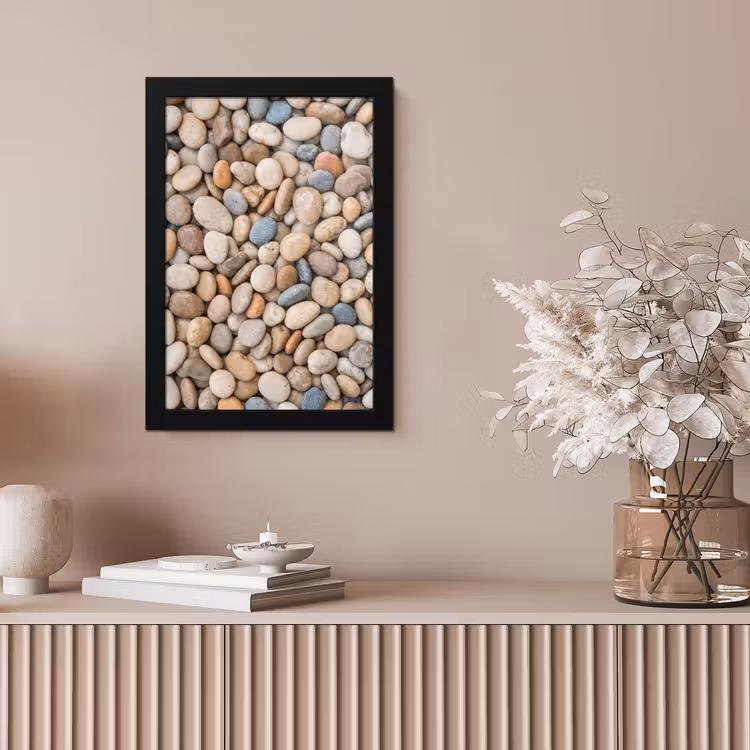 Kiezelstenen - Natuur - Textuur - Beige - Grijs fotolijst zwart zonder passe partout klein -sfeer5