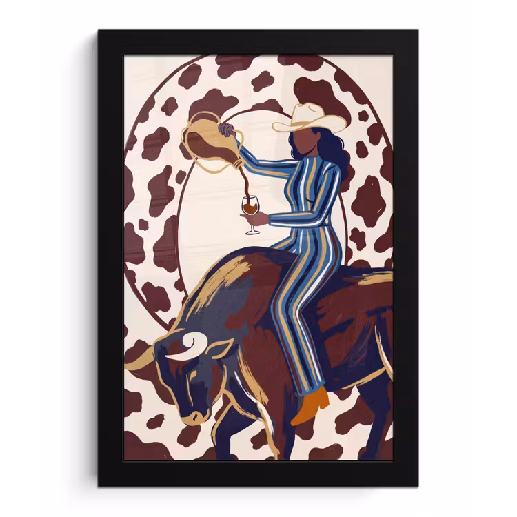 Mensen - Dieren - Cowboy - Abstract - Kleurrijk fotolijst zwart zonder passe partout klein -3d