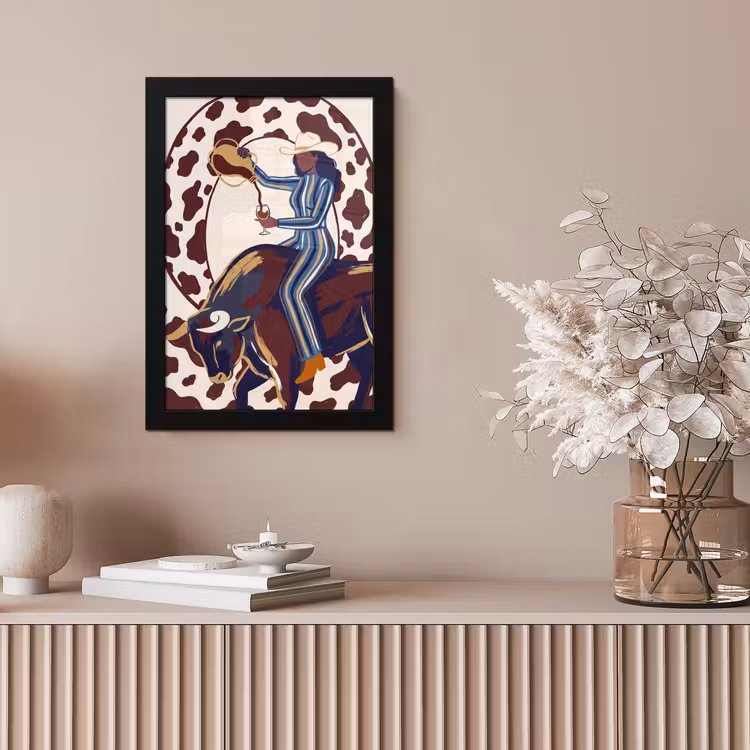 Mensen - Dieren - Cowboy - Abstract - Kleurrijk fotolijst zwart zonder passe partout klein -sfeer5