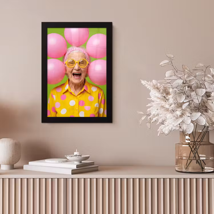 Mens - Ballonnen - Feest - Kleurrijk - Roze fotolijst zwart zonder passe partout klein -sfeer5