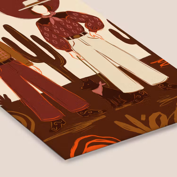 Mensen - Cowboykleding - Westerse stijl - Illustratie - Bruin fotolijst zwart zonder passe partout klein -zsfeer6
