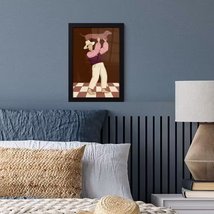 Mens - Hond - Dieren - Abstract - Roze fotolijst zwart zonder passe partout klein -sfeer3