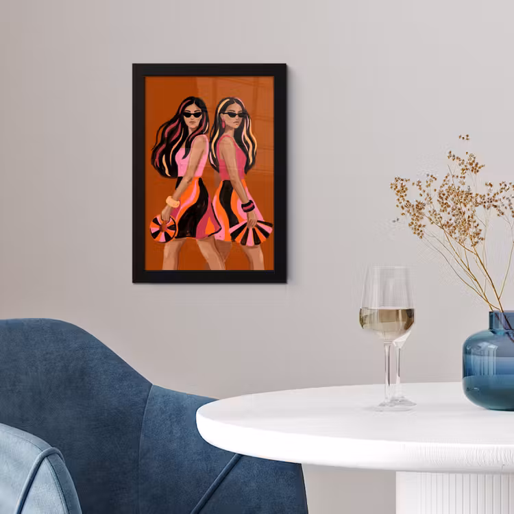 Mensen - Duo - Mode - Illustratie - Kleurrijk fotolijst zwart zonder passe partout klein -sfeer4