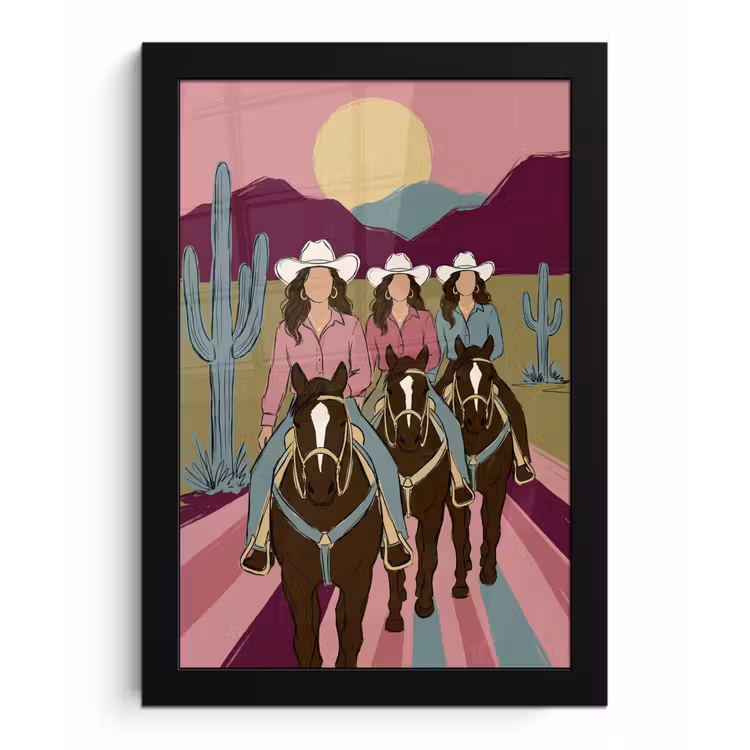 Mensen - Paard - Woestijn - Abstract - Roze fotolijst zwart zonder passe partout klein -3d