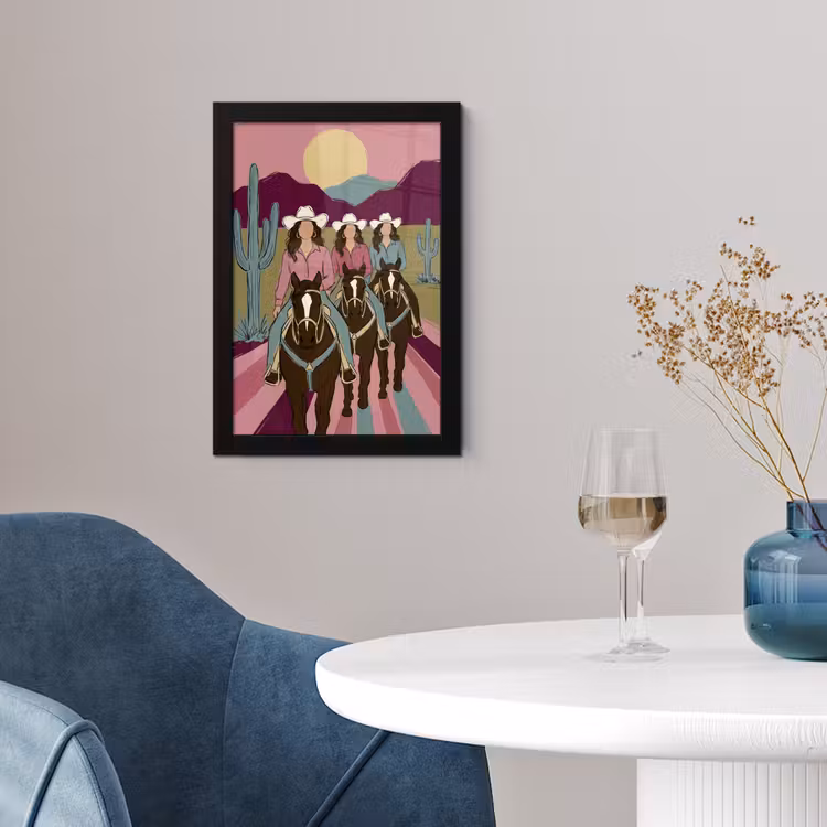 Mensen - Paard - Woestijn - Abstract - Roze fotolijst zwart zonder passe partout klein -sfeer4