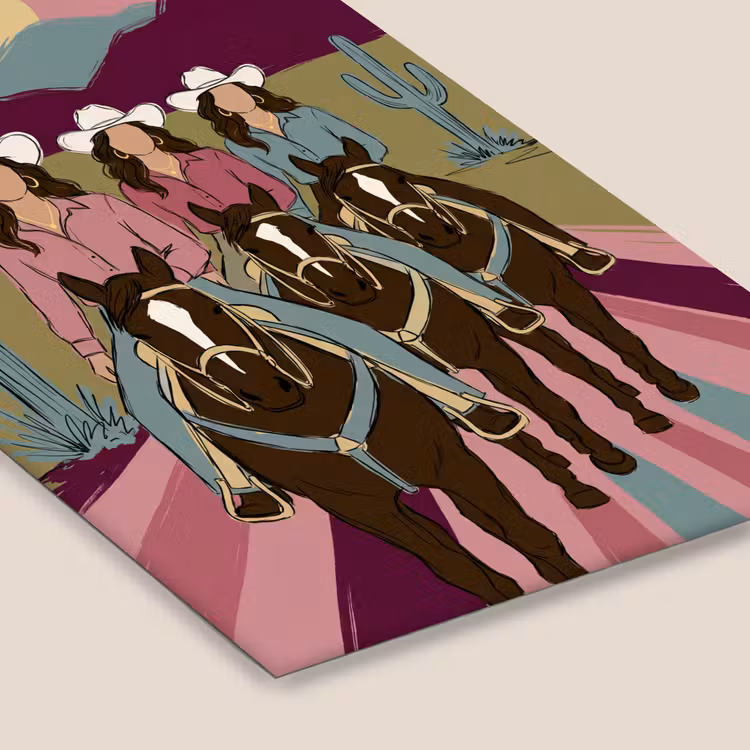 Mensen - Paard - Woestijn - Abstract - Roze fotolijst zwart zonder passe partout klein -zsfeer6