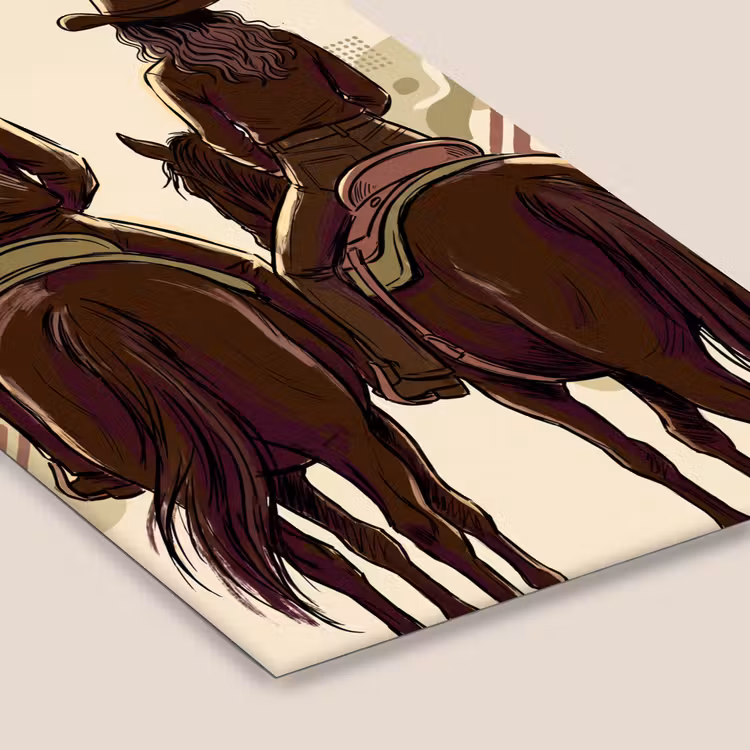 Mensen - Ruiters - Western - Illustratie - Bruin fotolijst zwart zonder passe partout klein -zsfeer6