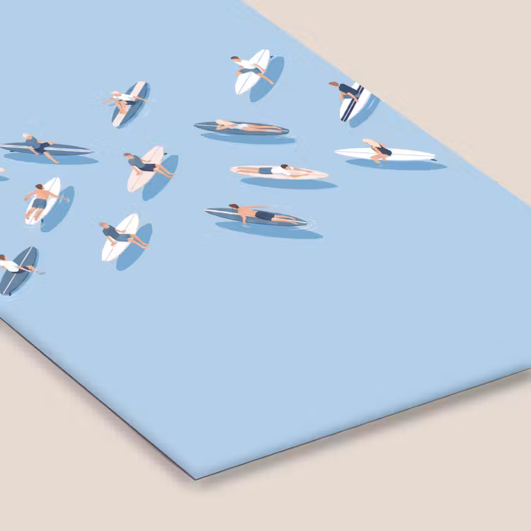 Mensen - Surfen - Water - Zomer - Illustratie fotolijst zwart zonder passe partout klein -zsfeer6