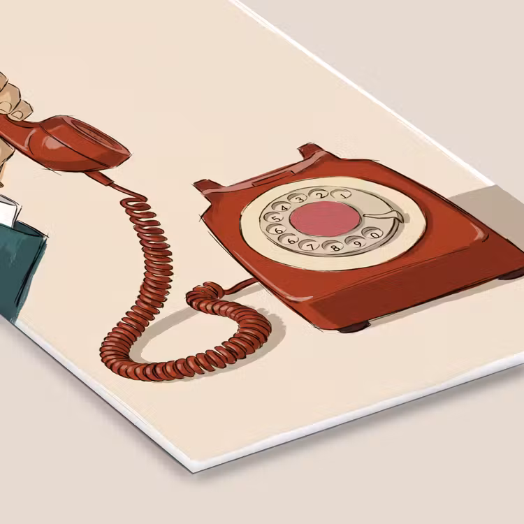 Telefoon - Hand - Vintage - Communicatie - Rood fotolijst zwart zonder passe partout klein -zsfeer6
