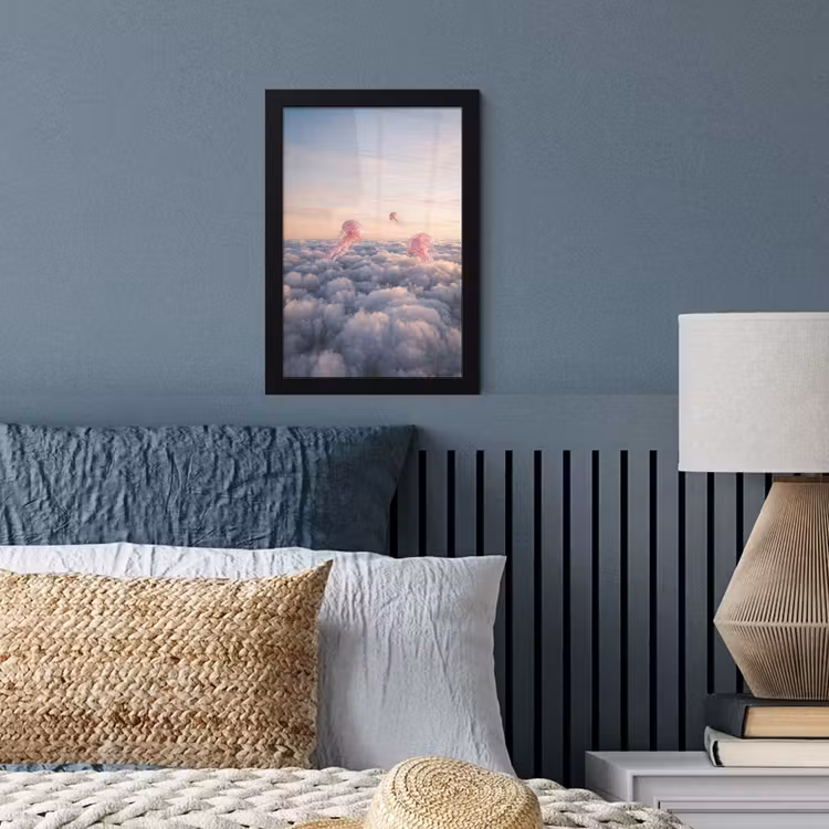 Framed Prints - Pink Animal - Clouds - Roze dier - Wolken fotolijst zwart zonder passe partout klein