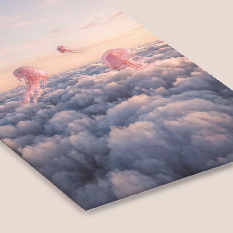 Framed Prints - Pink Animal - Clouds - Roze dier - Wolken fotolijst zwart zonder passe partout klein