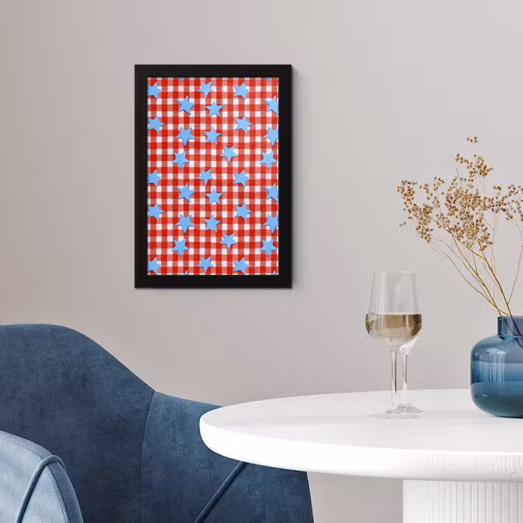 Ruit - Sterren - Rood fotolijst zwart zonder passe partout klein 224 -sfeer4
