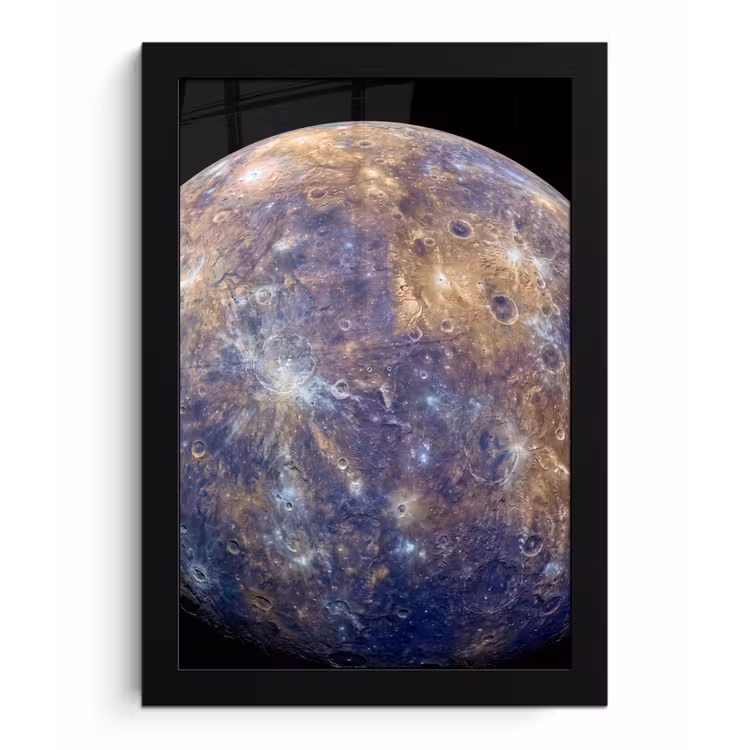 Framed Prints - Planet - Craters - Space - Planeet - Kraters - Ruimte fotolijst zwart zonder passe partout klein