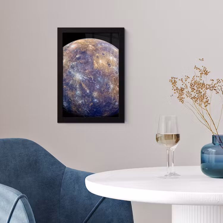 Framed Prints - Planet - Craters - Space - Planeet - Kraters - Ruimte fotolijst zwart zonder passe partout klein