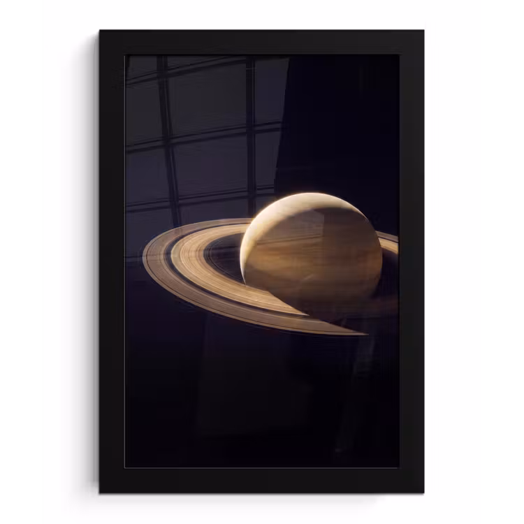 Framed Prints - Planet - Rings - Space - Planeet - Ringen - Ruimte fotolijst zwart zonder passe partout klein