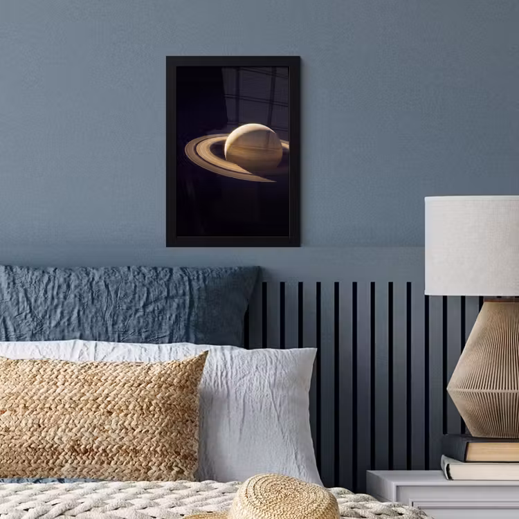 Framed Prints - Planet - Rings - Space - Planeet - Ringen - Ruimte fotolijst zwart zonder passe partout klein