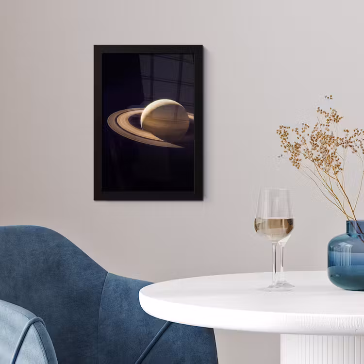 Framed Prints - Planet - Rings - Space - Planeet - Ringen - Ruimte fotolijst zwart zonder passe partout klein