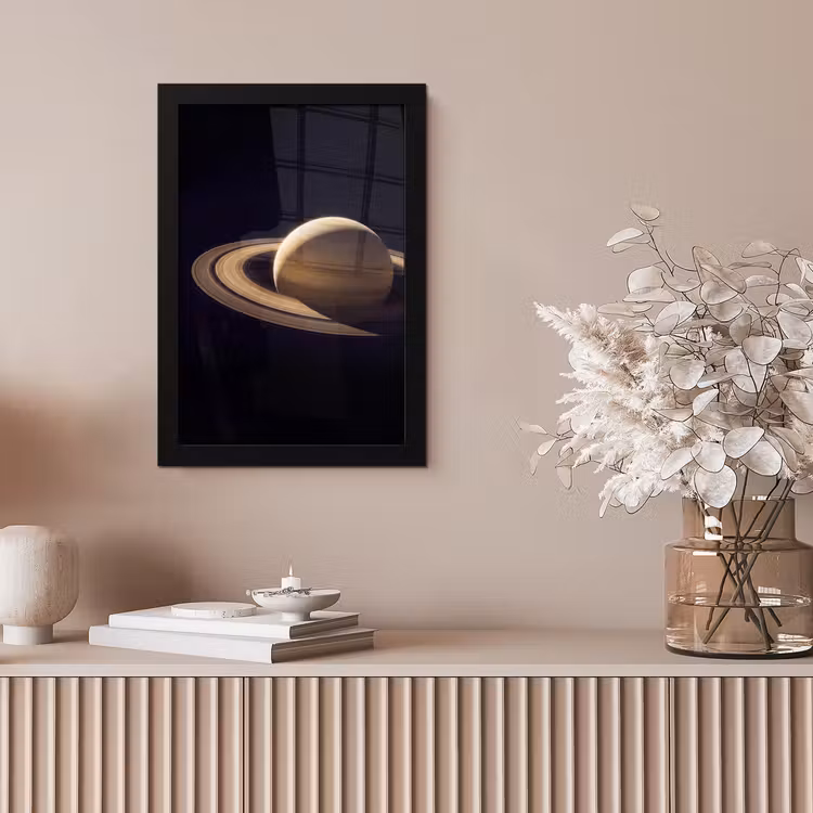 Framed Prints - Planet - Rings - Space - Planeet - Ringen - Ruimte fotolijst zwart zonder passe partout klein