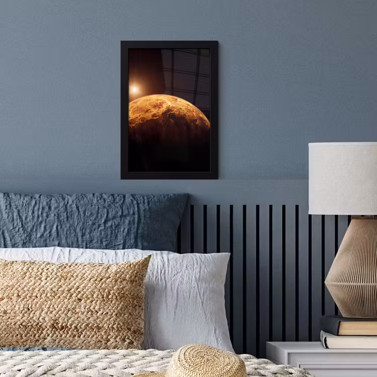 Framed Prints - Planet - Space - Orange - Planeet - Ruimte - Oranje fotolijst zwart zonder passe partout klein
