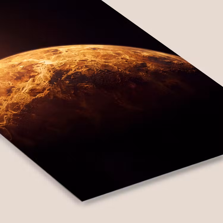 Framed Prints - Planet - Space - Orange - Planeet - Ruimte - Oranje fotolijst zwart zonder passe partout klein