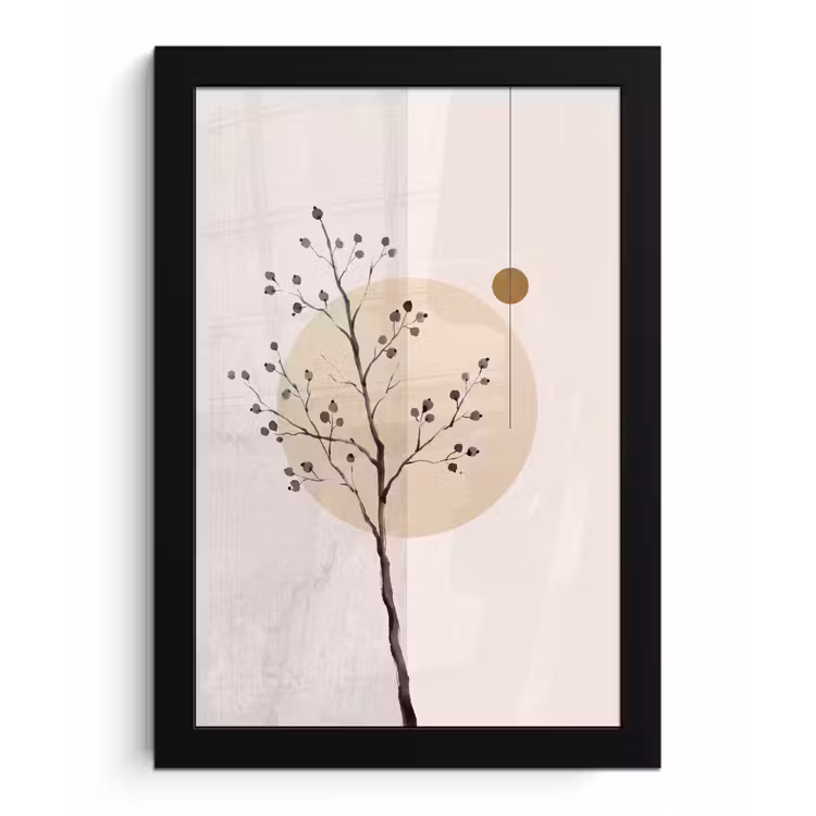Framed Prints - Plant - Abstract - Beige - Plant - Abstract - Beige fotolijst zwart zonder passe partout klein
