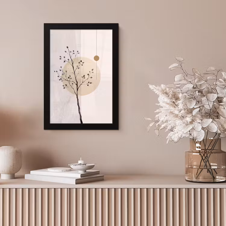 Framed Prints - Plant - Abstract - Beige - Plant - Abstract - Beige fotolijst zwart zonder passe partout klein