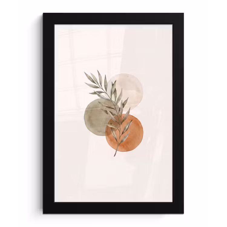 Framed Prints - Plant - Circles - Abstract - Plant - Cirkels - Abstract fotolijst zwart zonder passe partout klein