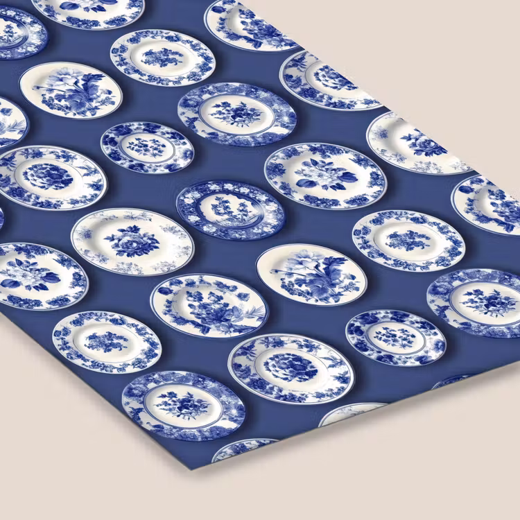 Borden - Floraal - Blauw fotolijst zwart zonder passe partout klein 224 -zsfeer6