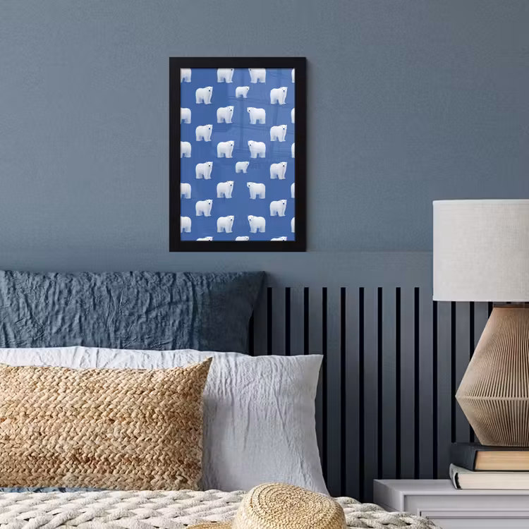 IJsbeer - Patroon - Blauw fotolijst zwart zonder passe partout klein 224 -sfeer3