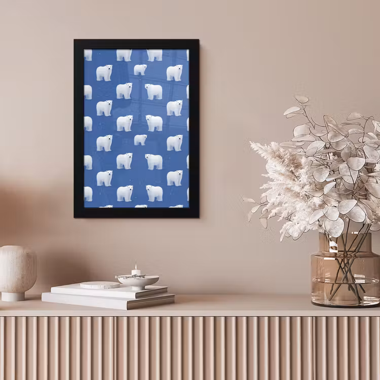 IJsbeer - Patroon - Blauw fotolijst zwart zonder passe partout klein 224 -sfeer5