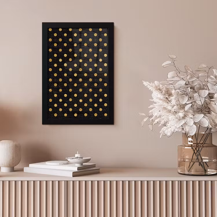 Polka Dot - Stippen - Goud - Zwart fotolijst zwart zonder passe partout klein 224 -sfeer5