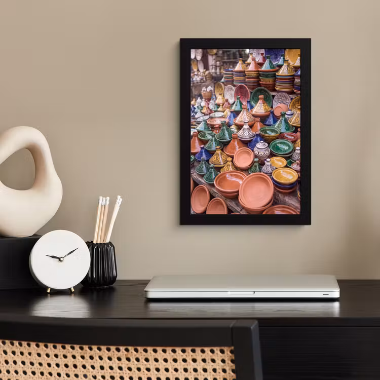 Framed Prints - Pottery - Colorful - Pattern - Aardewerk - Kleurrijk - Patroon fotolijst zwart zonder passe partout klein