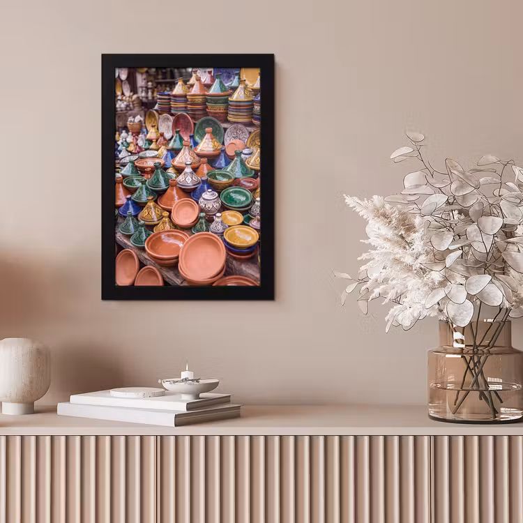 Framed Prints - Pottery - Colorful - Pattern - Aardewerk - Kleurrijk - Patroon fotolijst zwart zonder passe partout klein
