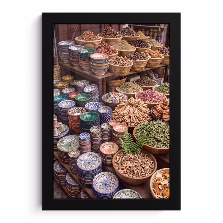 Framed Prints - Pottery - Oriental - Colorful - Aardewerk - Oosters - Kleurrijk fotolijst zwart zonder passe partout klein