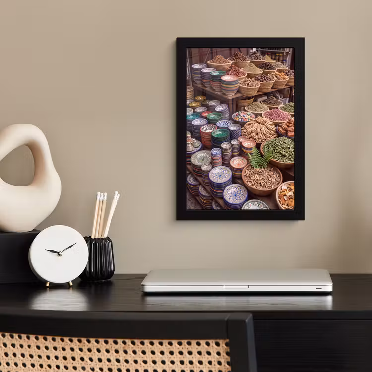 Framed Prints - Pottery - Oriental - Colorful - Aardewerk - Oosters - Kleurrijk fotolijst zwart zonder passe partout klein